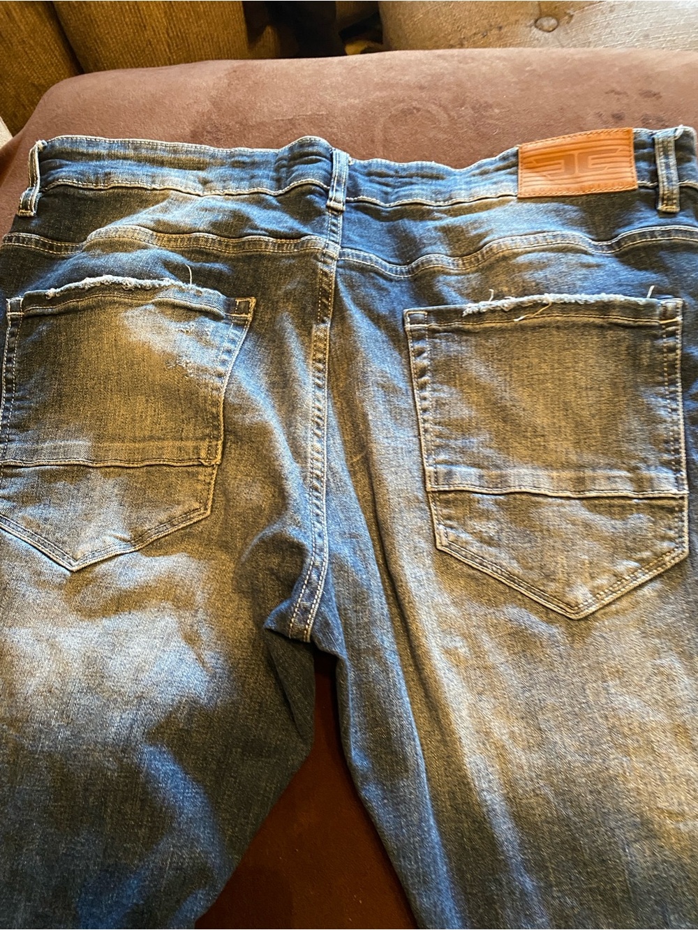 Jordan Craig Men's Distressed Blue Relaxed Jeans